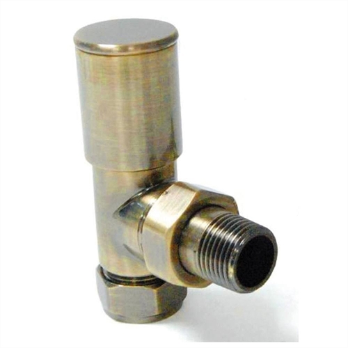 Round Brushed Brass Radiator Valves (pair)